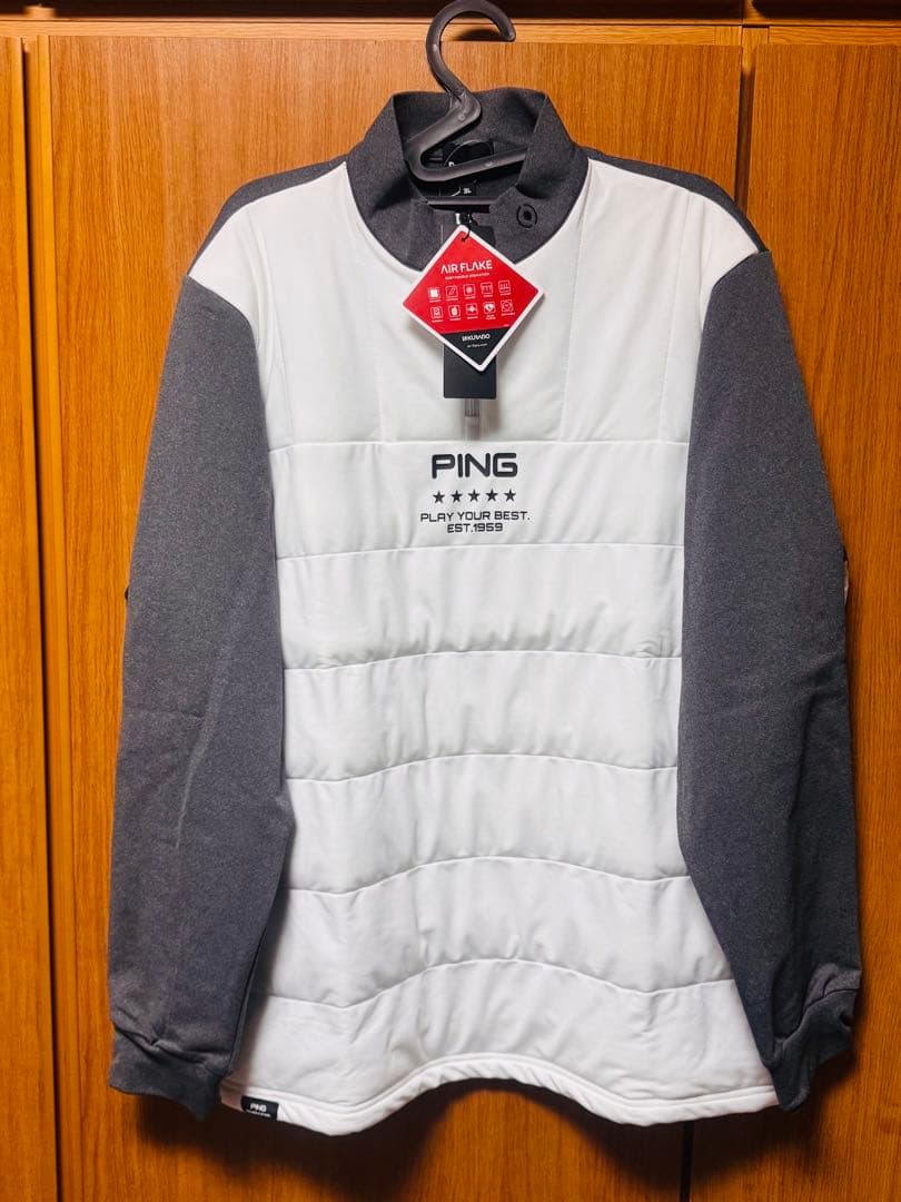 【新品】PING ハーフジップシャツ　ゴルフウェア　ホワイト　LLサイズ