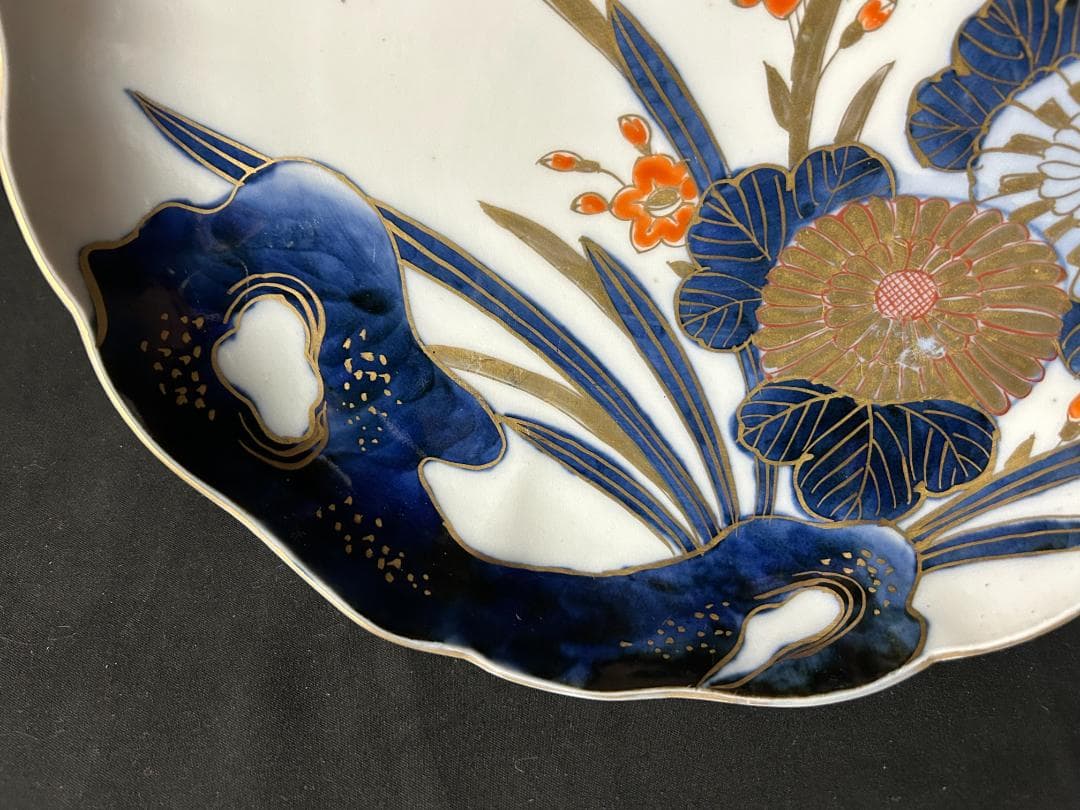 古伊万里 染錦 金彩 花蝶図 八寸皿 5客 江戸後期 パスタ皿 85