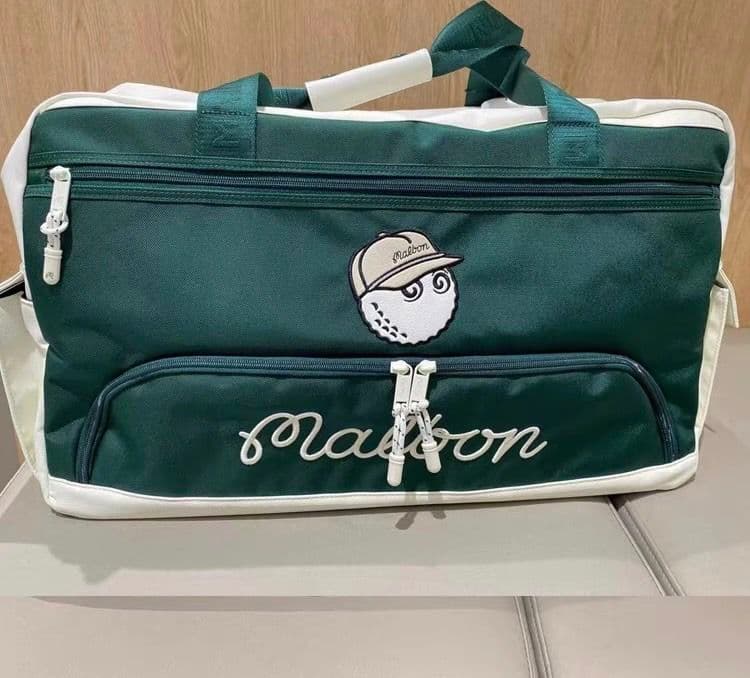 即発送●ボストンバッグ グリーン/アイボリーマルボンゴルフmalbon golf