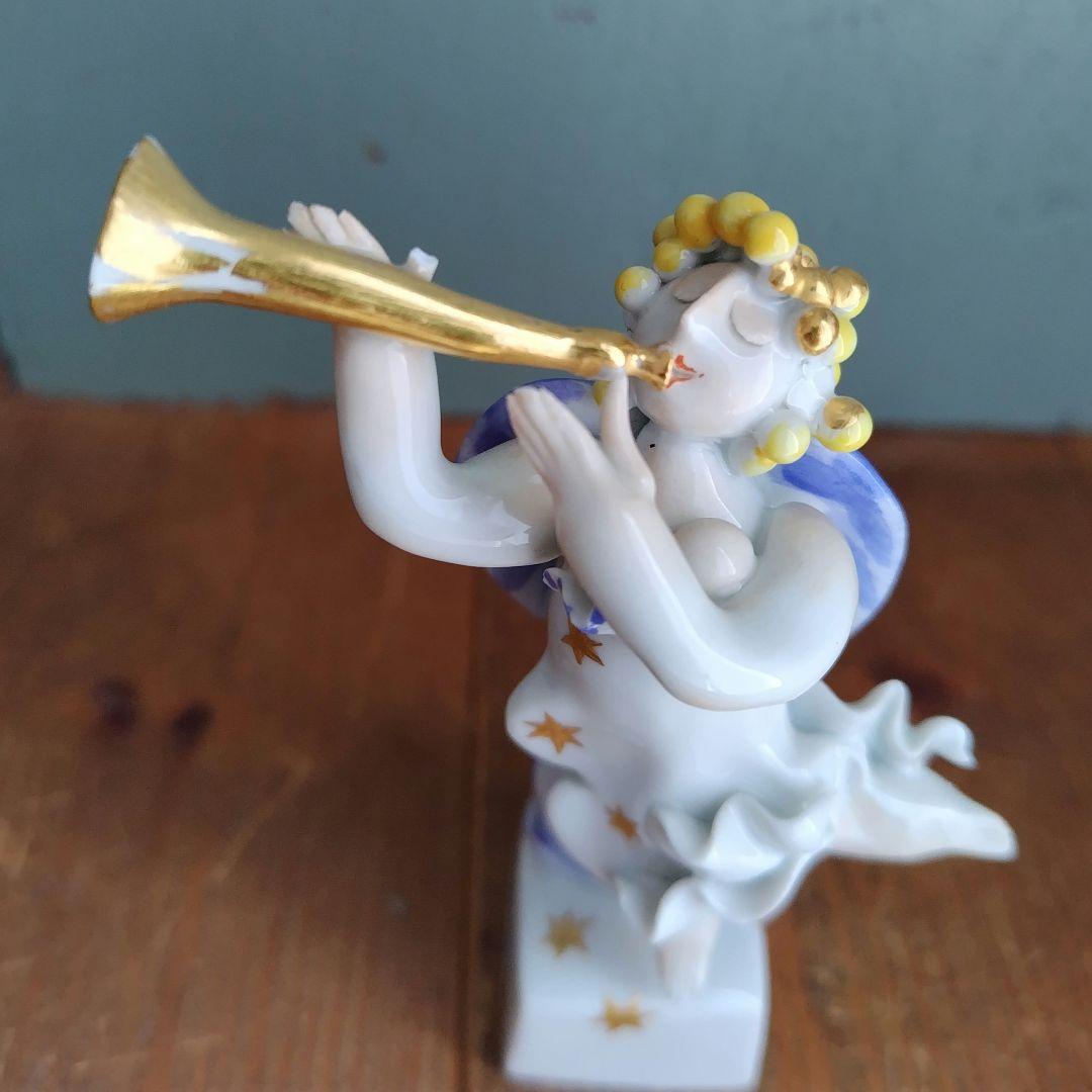 難アリ　マイセン　天使の楽隊　ラッパ　陶磁器　置物　エンジェル