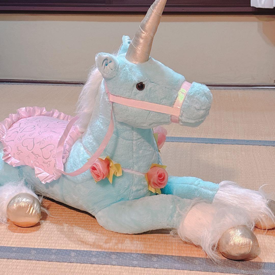 【ゆめかわ】ユニコーン 100cm ぬいぐるみ ブルー