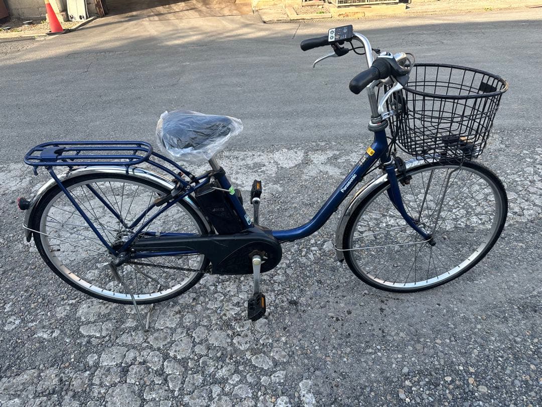 パナソニック電動アシスト自転車 青色 前バスケット付き