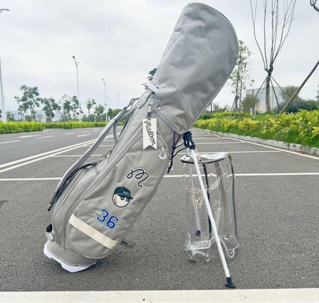 【即発送】 Malbon マルボン ゴルフ キャディバッグ スタンド式 グレー