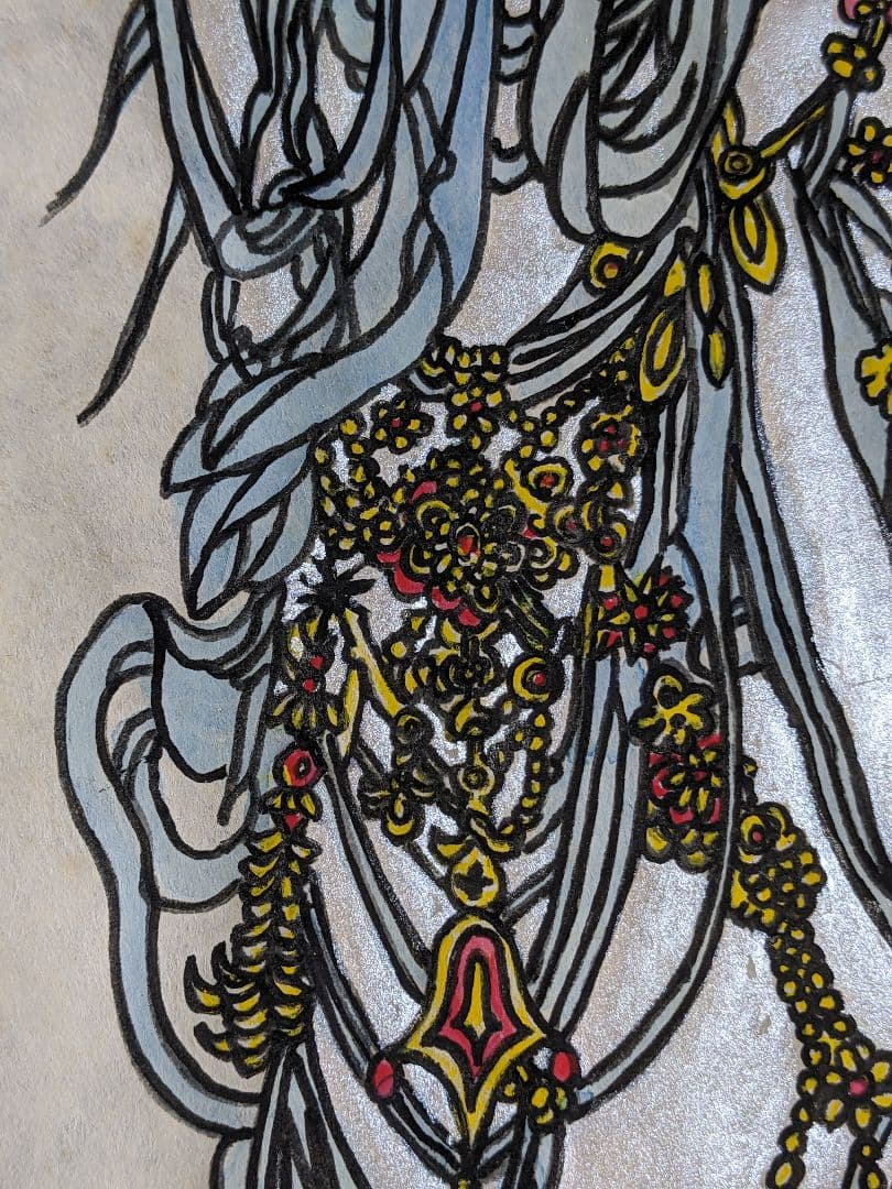 ♦仏画 雲上観音菩薩 書画 水墨画額入りコレクション 骨董品 アンティーク
