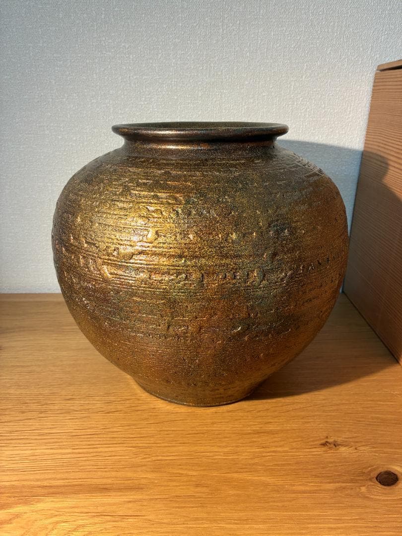 113 [箱付き] 金箔工芸 古代宝 古錦壺 花瓶