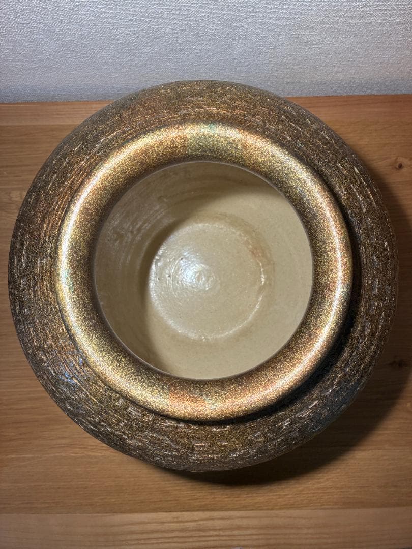 113 [箱付き] 金箔工芸 古代宝 古錦壺 花瓶
