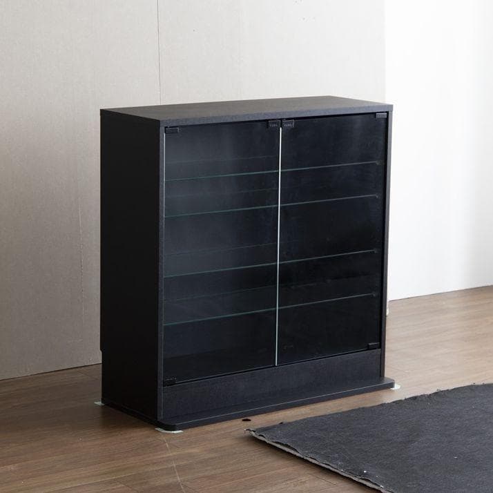 ☆【幅80cm×奥行28cm】 ガラスケース　コレクションケース　ブラック