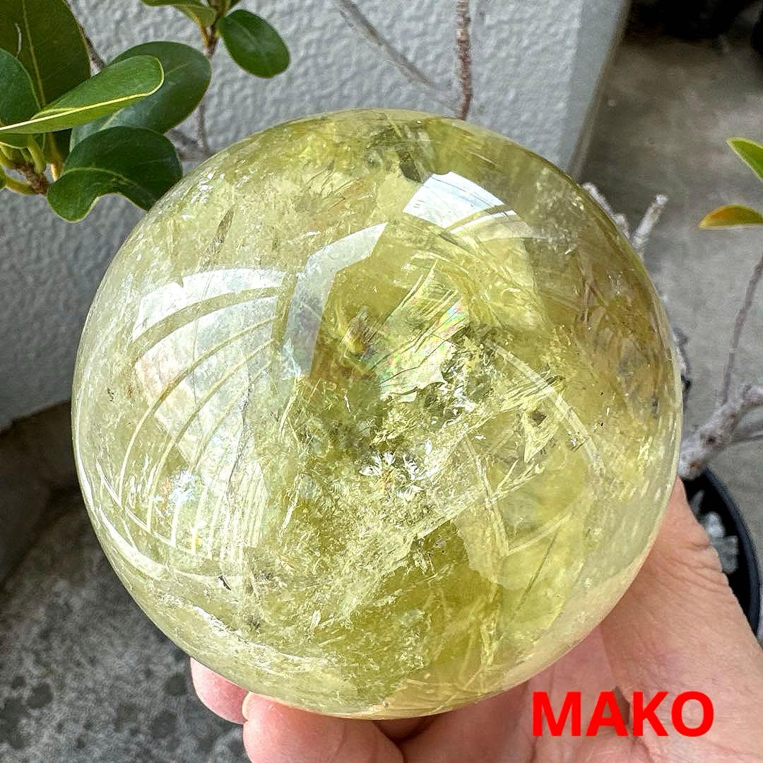 M1833☆シトリン丸玉90mm1.0Kg☆天然石　原石☆N51009