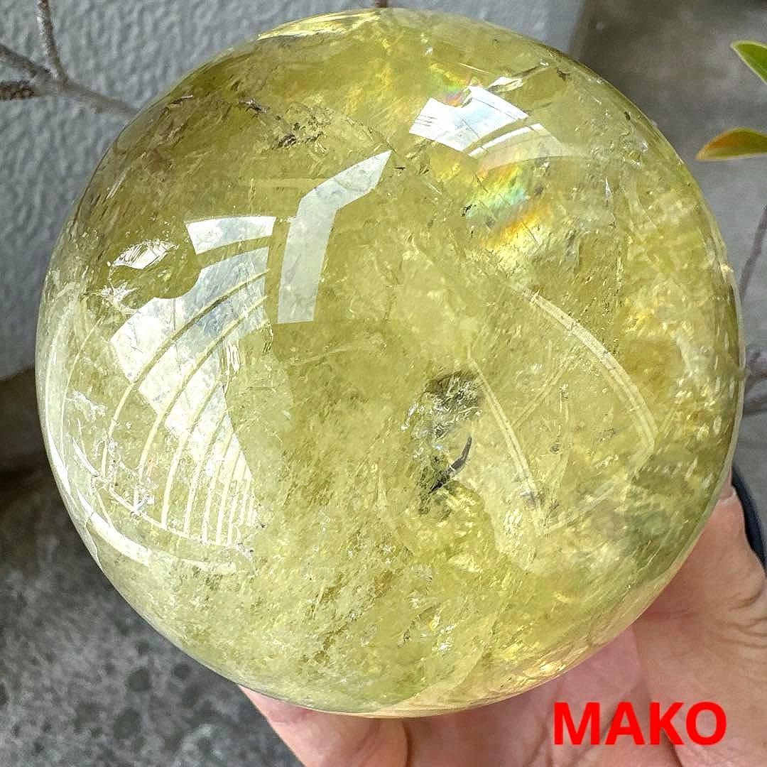 M1833☆シトリン丸玉90mm1.0Kg☆天然石　原石☆N51009