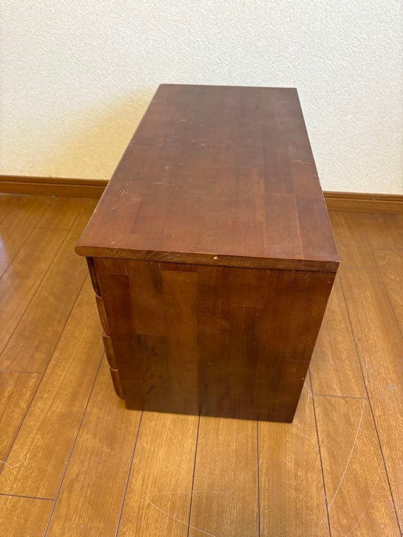 (最終価格です)木製 4引き出しローチェスト オープン収納付き