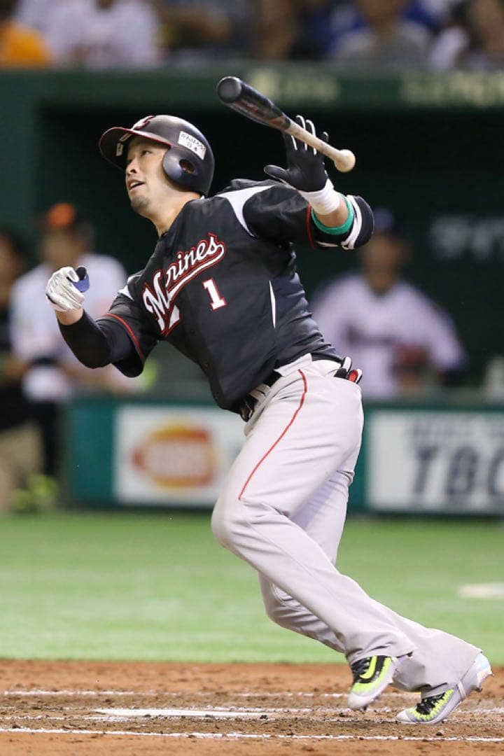 千葉ロッテマリーンズ　清田育宏 #1　バット NPBマーク 支給品　実使用