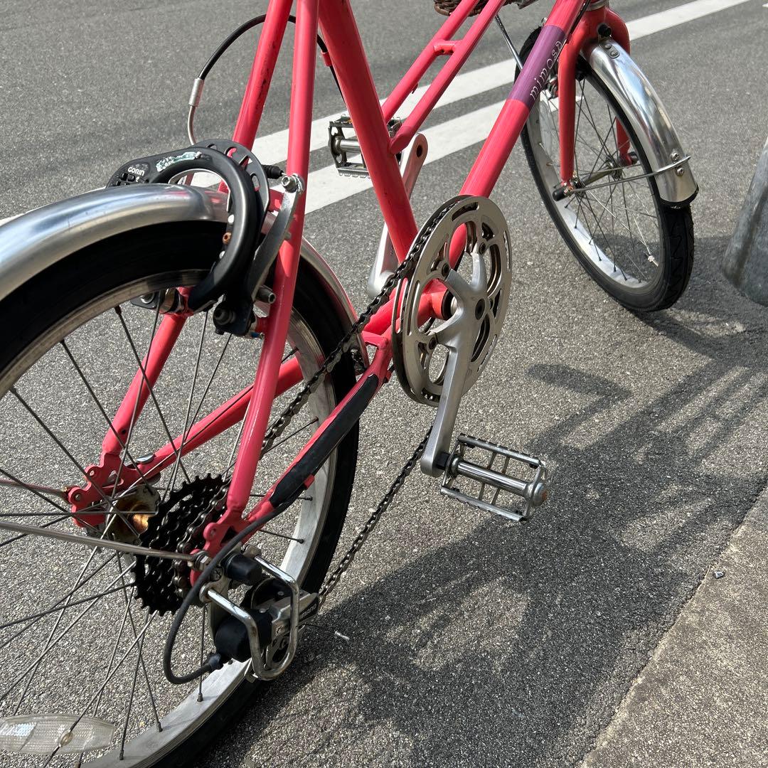 ミニベロ 自転車 バスケット付き　大阪より出品タイヤ前後新品交換済20インチ6段