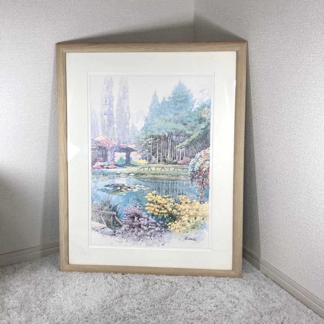 M. Marten 額装アート　公園　風景画 イタリア作家　複製作品