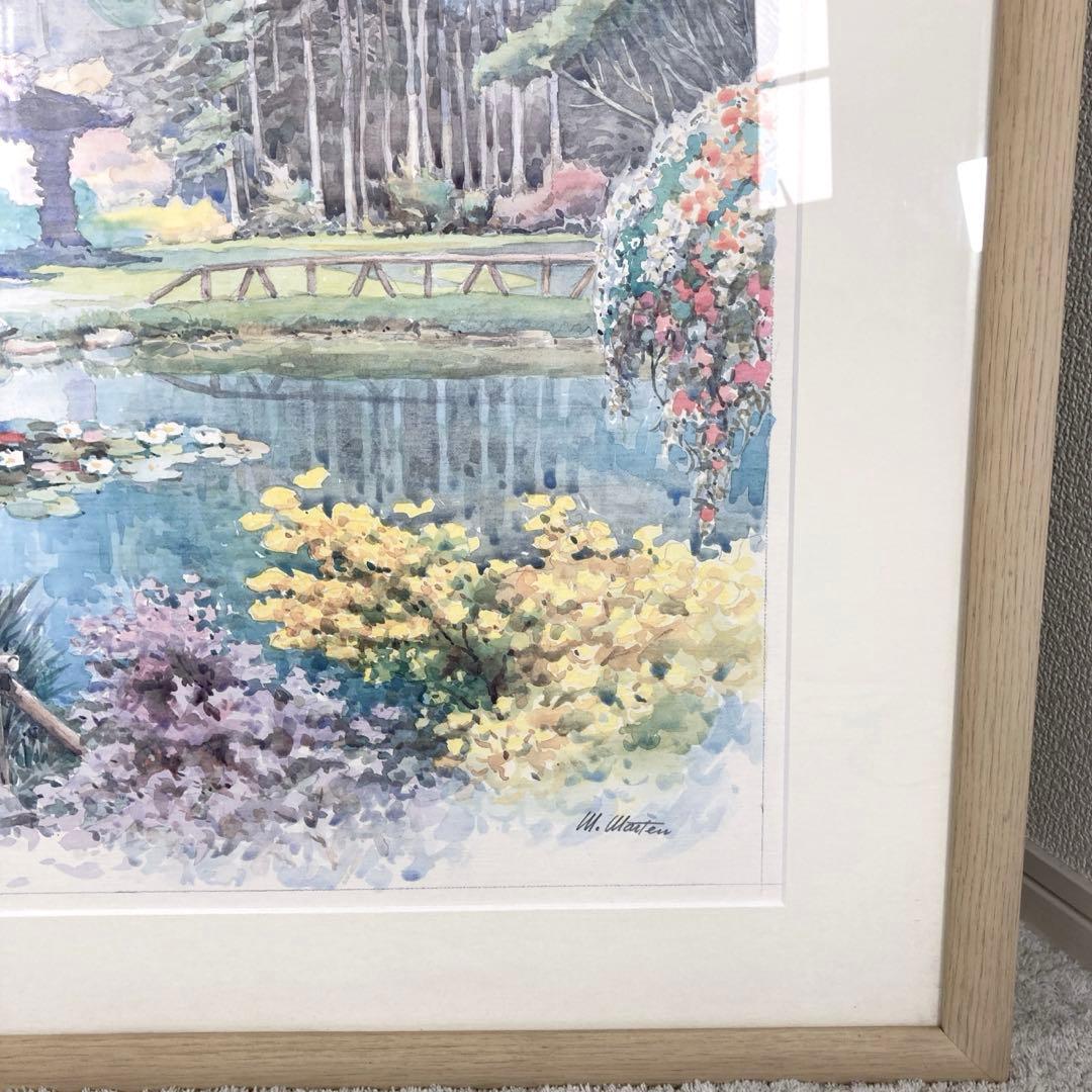 M. Marten 額装アート　公園　風景画 イタリア作家　複製作品