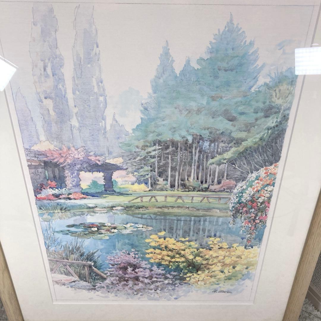 M. Marten 額装アート　公園　風景画 イタリア作家　複製作品