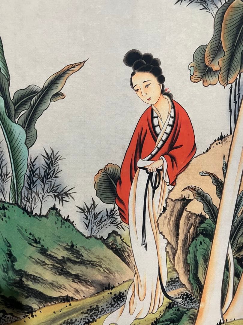 沈銓 蕉阴仕女 中国画 掛け軸 水墨画 和室 玄関 茶室 壁掛け 美術品
