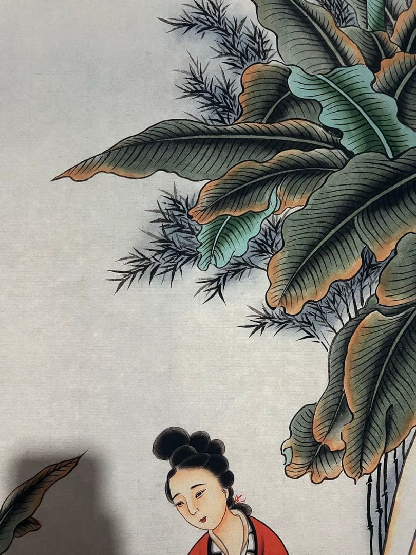 沈銓 蕉阴仕女 中国画 掛け軸 水墨画 和室 玄関 茶室 壁掛け 美術品