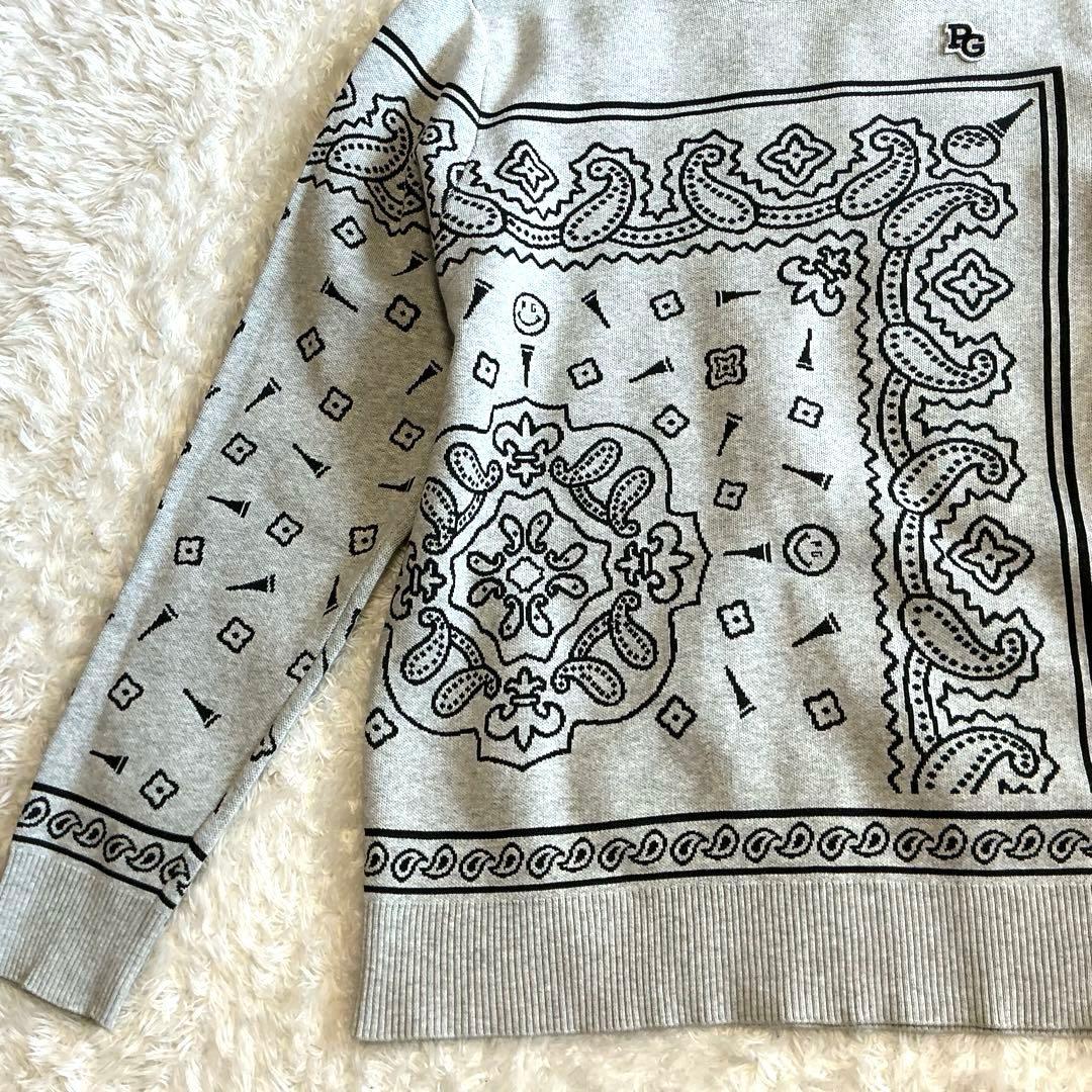 【美品】PEARLY GATES クルーネックニットプルオーバー　ライトグレー