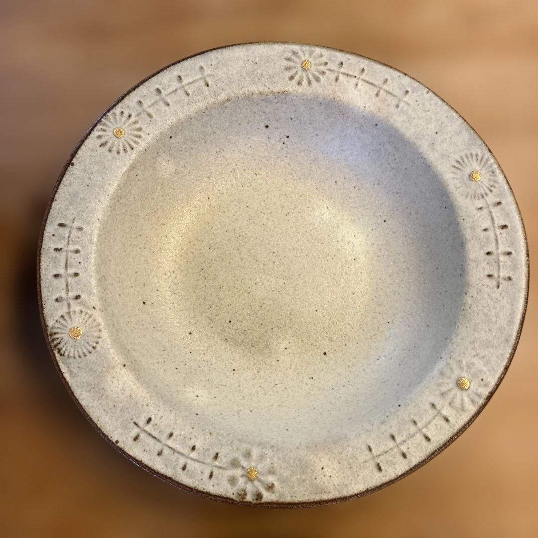 よしざわ窯oldwhite 花のスープ皿〈金彩〉 4枚セット