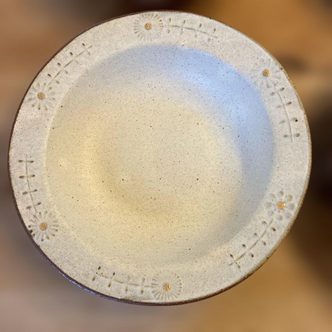 よしざわ窯oldwhite 花のスープ皿〈金彩〉 4枚セット