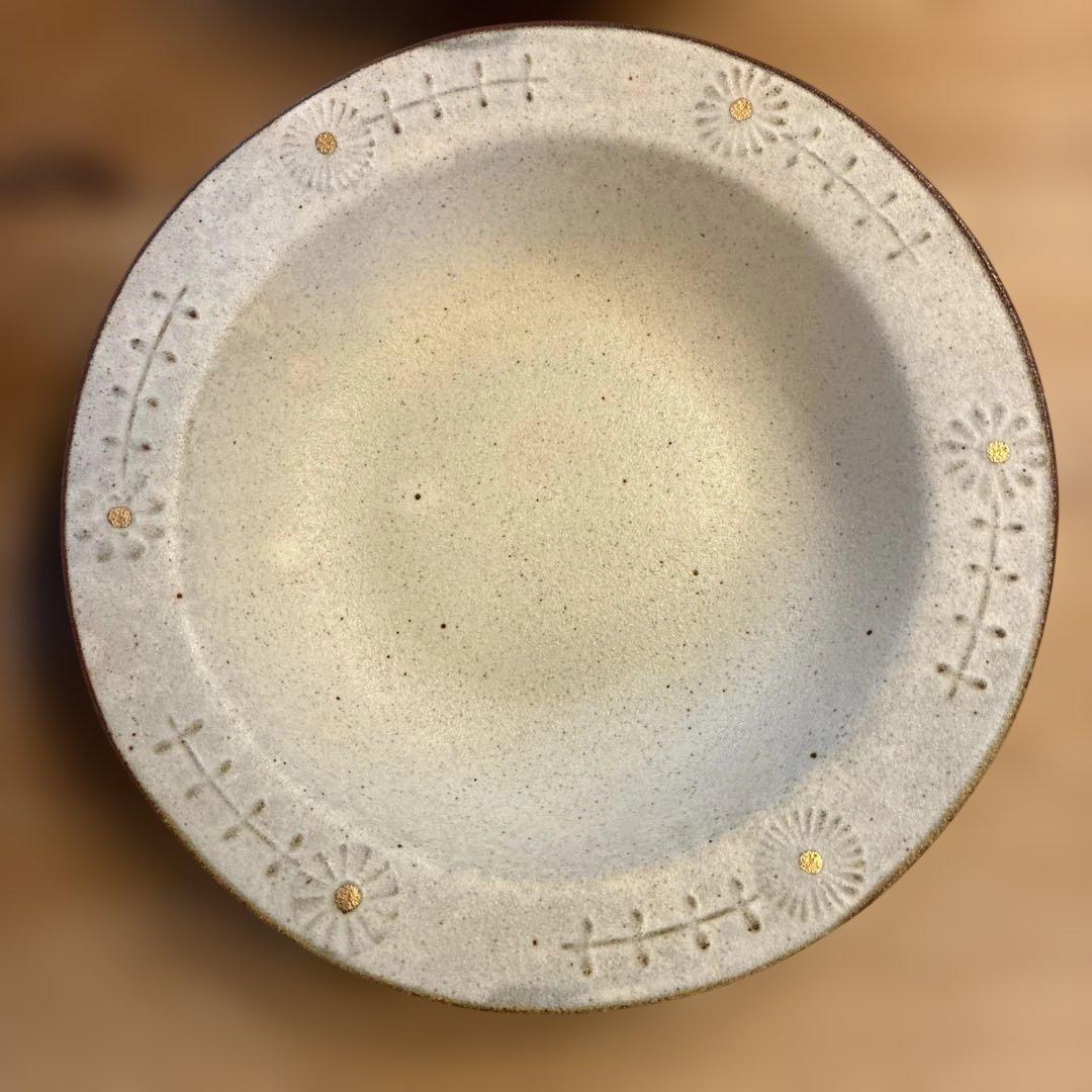 よしざわ窯oldwhite 花のスープ皿〈金彩〉 4枚セット