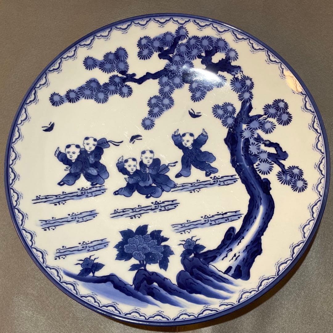 三川内焼 唐子 大皿 4枚セット 34cm