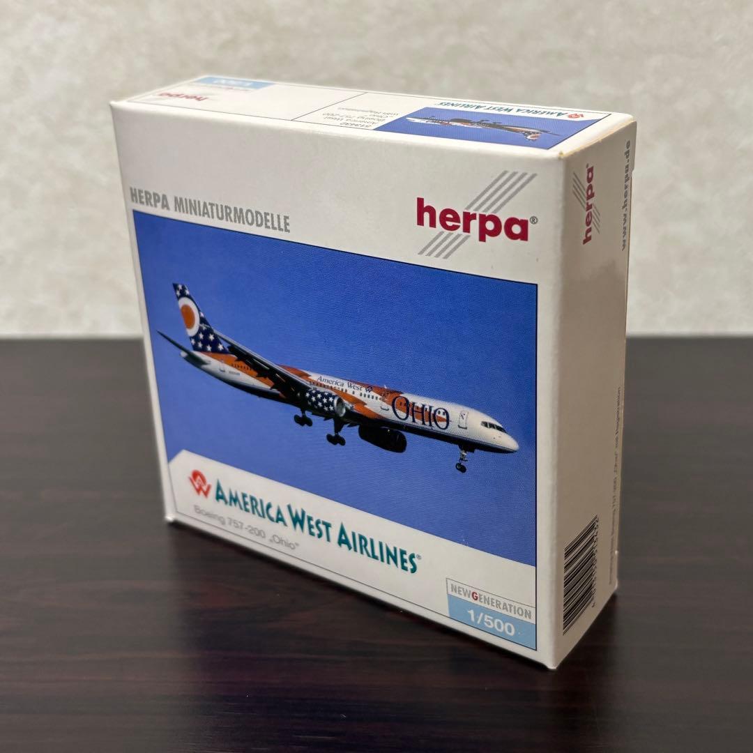 限定\"オハイオ\" アメリカウエスト航空 B757-200 Herpa 1/500