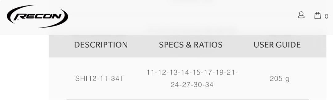 Recon スプロケット　12速　11-34t