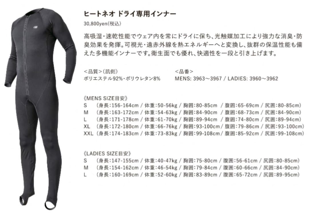 ほぼ新品 AXXEクラシック ヒートネオ ドライ専用インナー Sサイズ