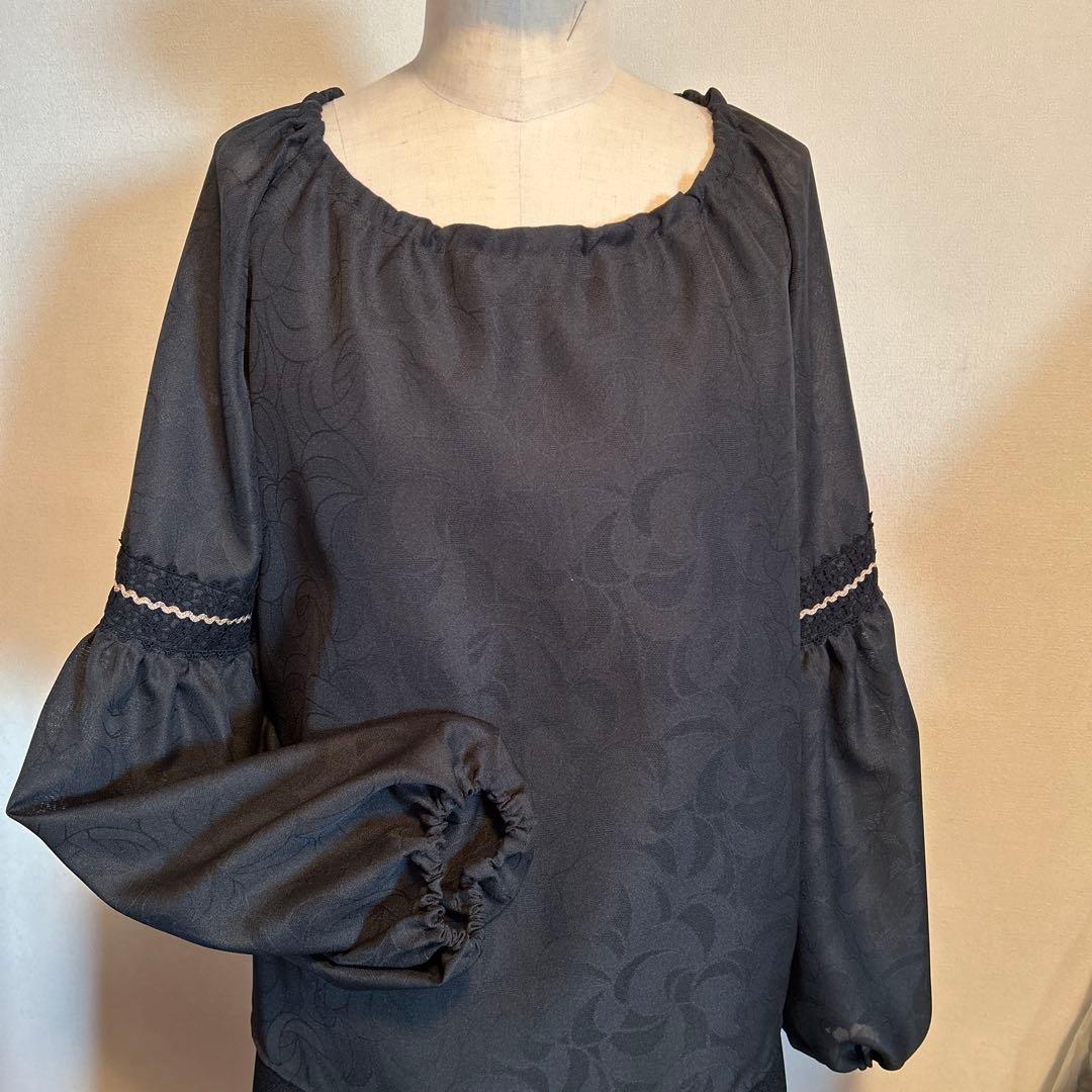 フラメンコ 衣装 ふんわりブラウス ロングシージョ 黒