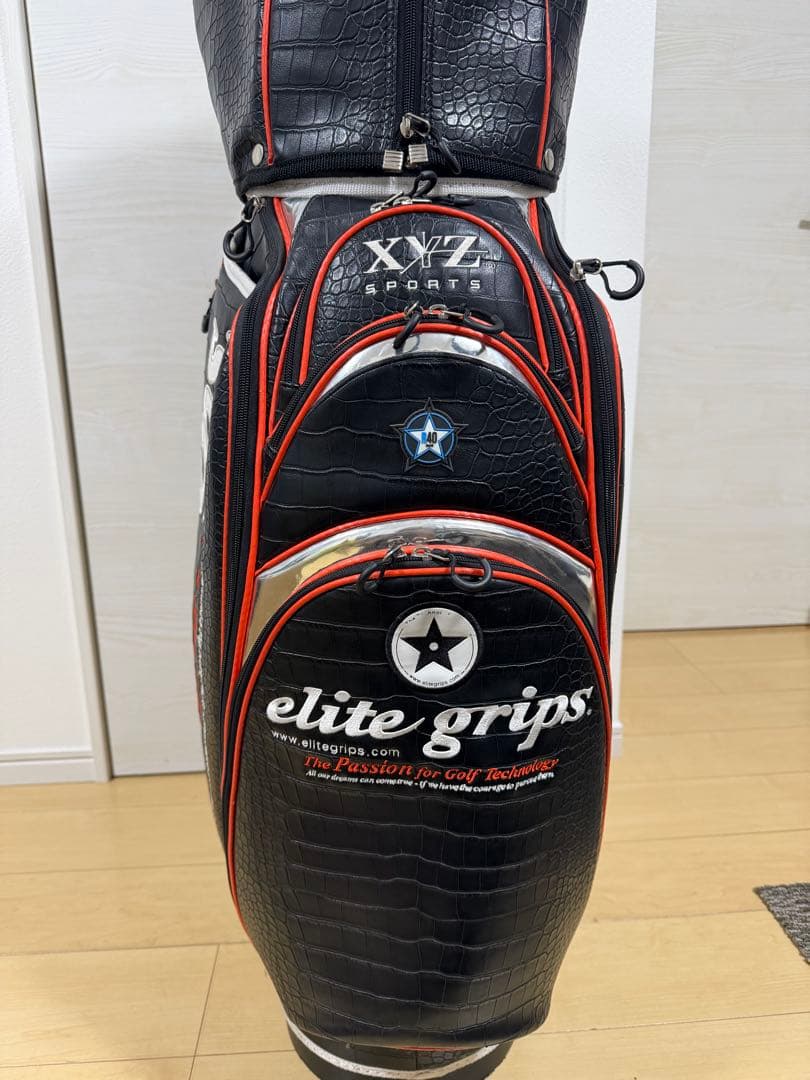 elite grips エリートグリップ キャディバッグ 黒 オレンジ クロコ柄