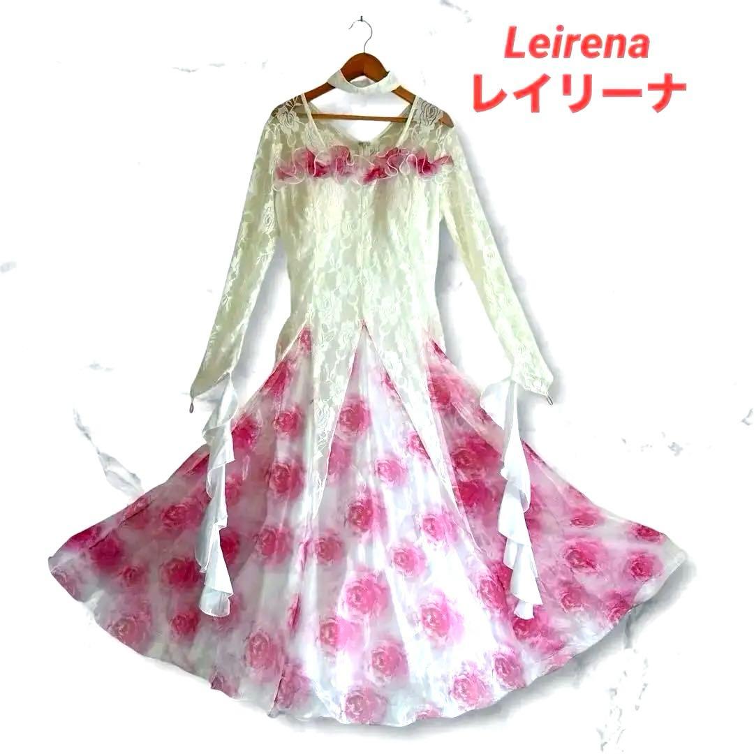 Leirena レイリーナ 社交ダンスドレス チョーカー オーガンジー 薔薇柄