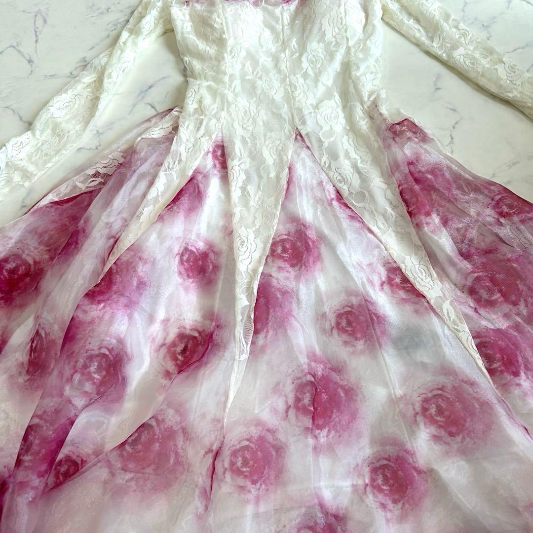 Leirena レイリーナ 社交ダンスドレス チョーカー オーガンジー 薔薇柄