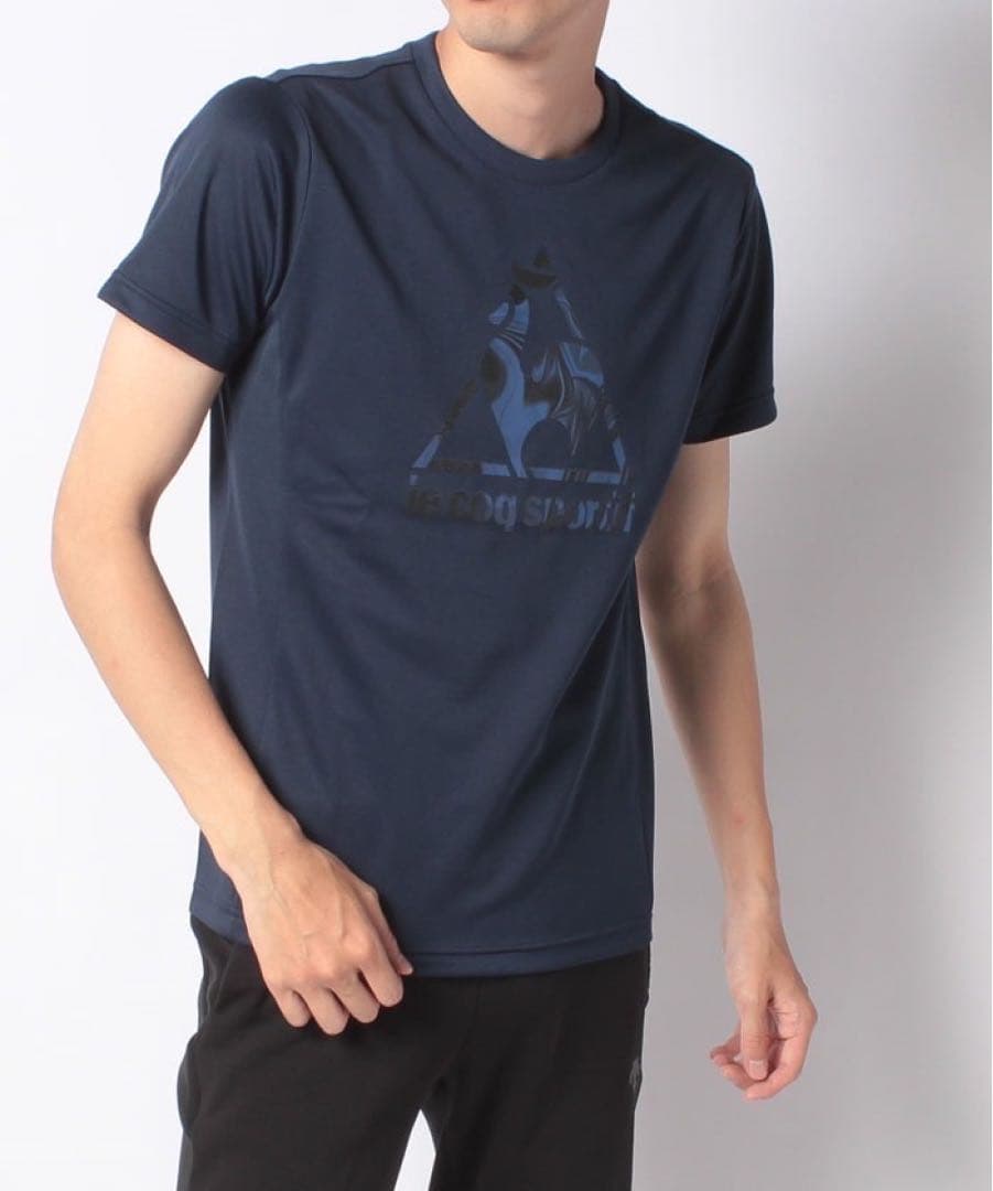 ルコックスポルティフ テニスウェア 半袖Tシャツ紺QTMQJA10 メンズL新品