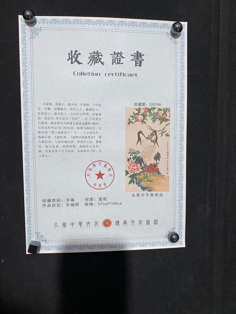 马家桐 富贵长寿 中国画 掛け軸 水墨画 和室 玄関 茶室 壁掛け 美術品