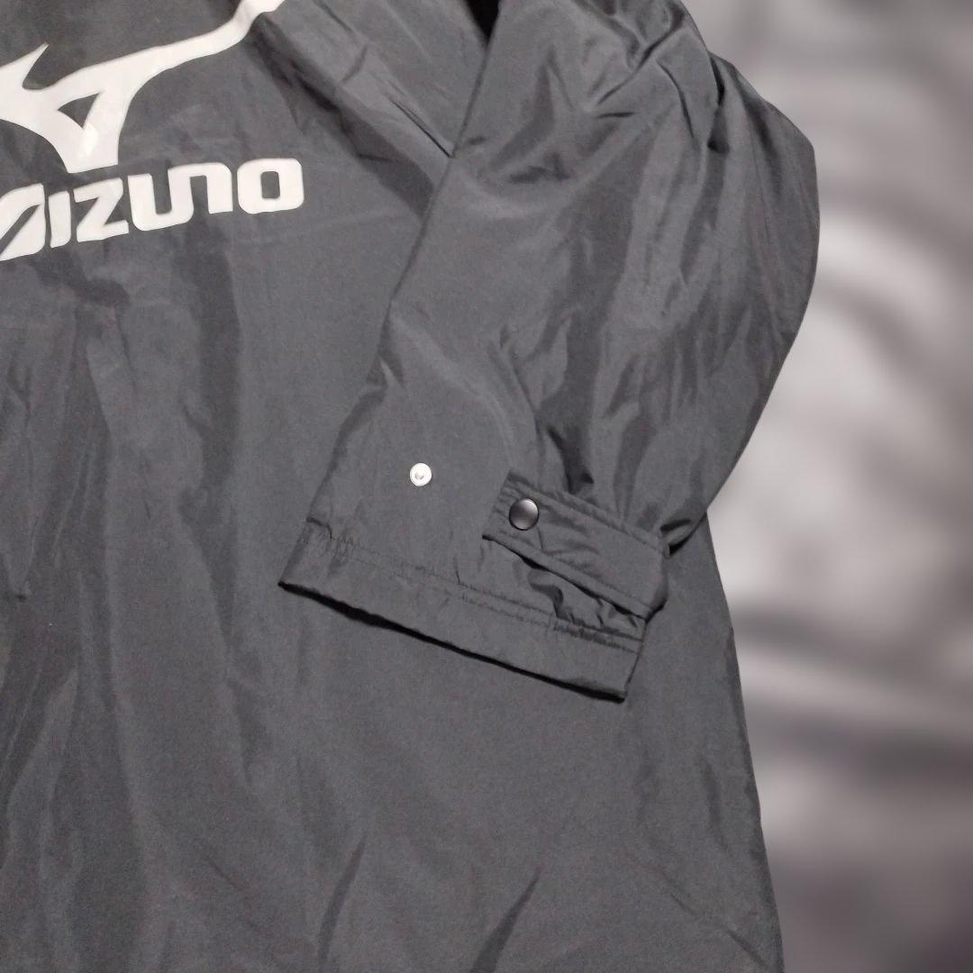 Mizunoミズノ Lサイズ黒フード付きベンチロングコート　野球