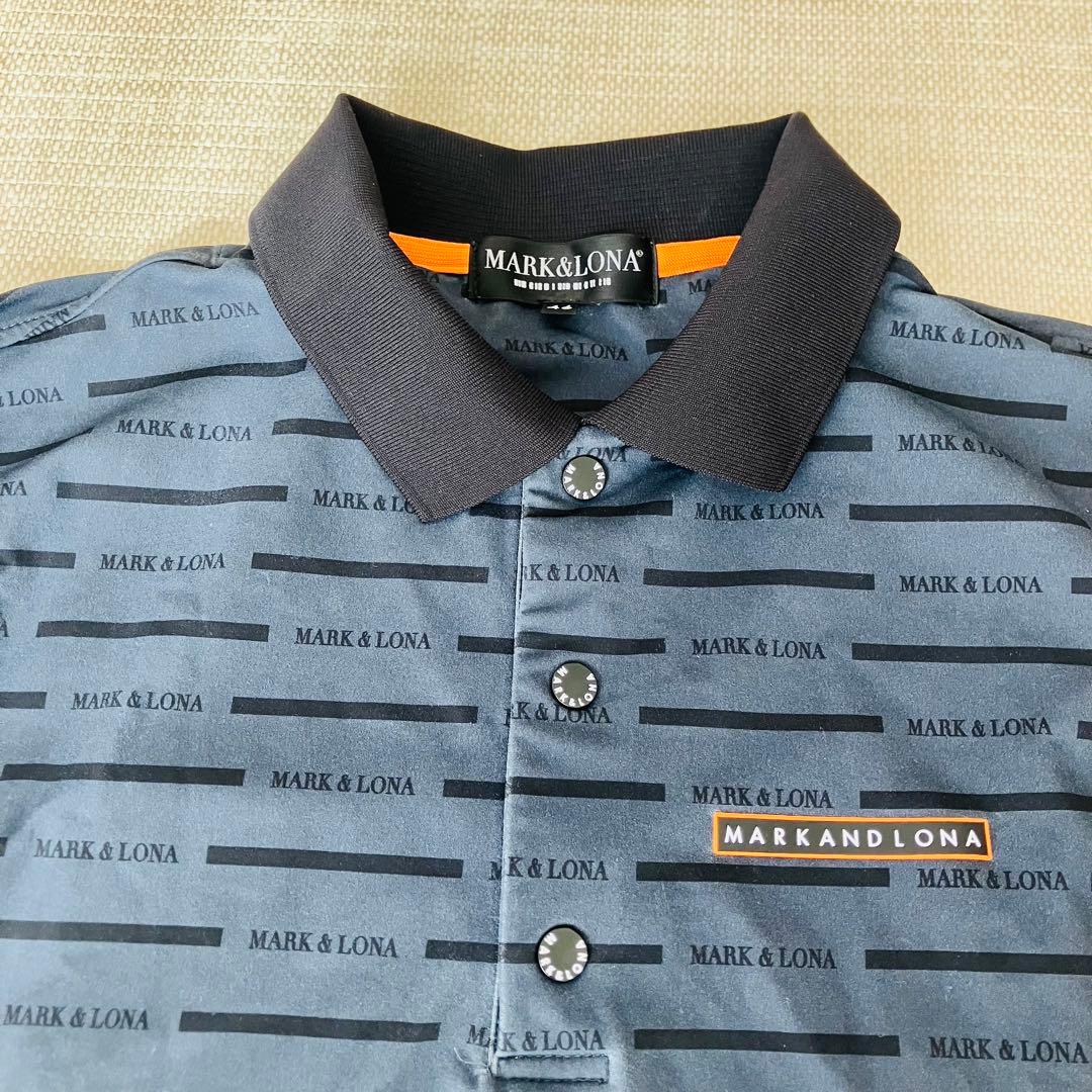 【美品】マークアンドロナ ポロシャツ 長袖 裏起毛 ロゴ メッシュ コード 46