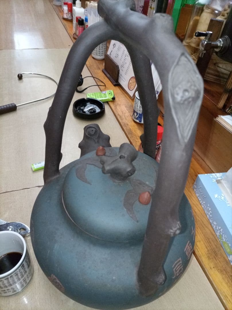 青色の陶器製茶器 紫砂壺しさこ・ズシャフゥ 特大急須