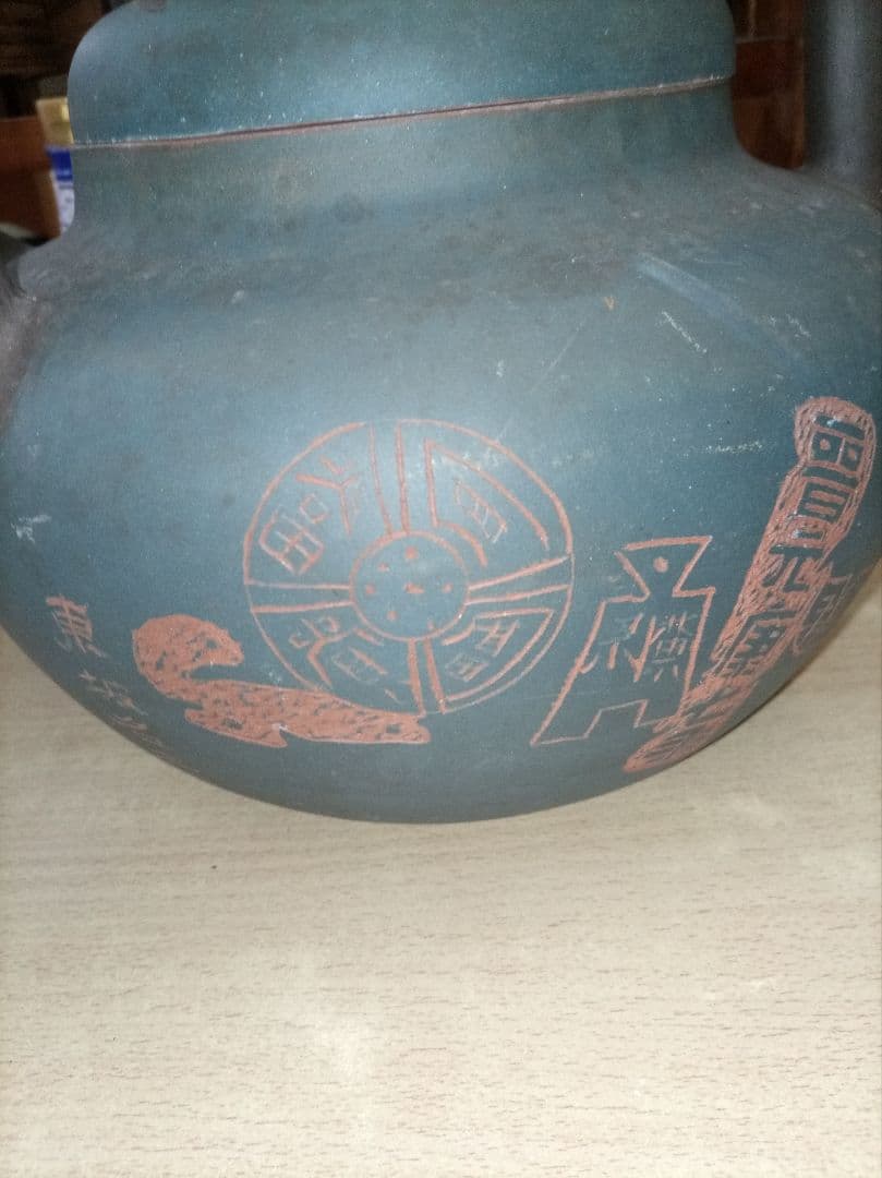 青色の陶器製茶器 紫砂壺しさこ・ズシャフゥ 特大急須