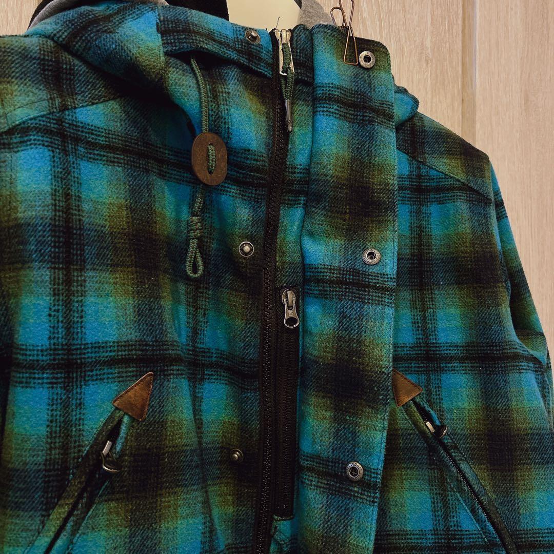 BURTON スノーボードウェア上【S】バートン　ブルーチェック　布生地
