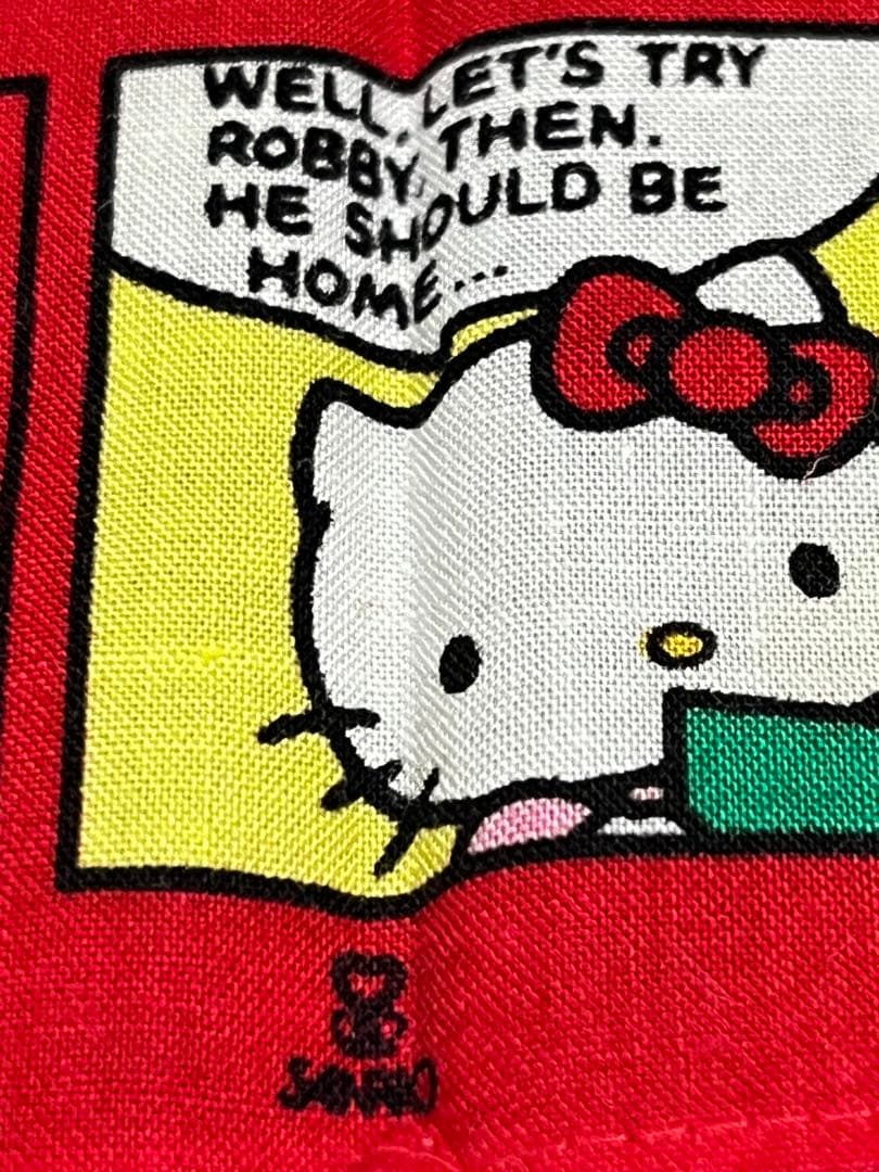 1989年　サンリオ　Sanrio ハローキティ 全部英語の14コマ漫画ハンカチ