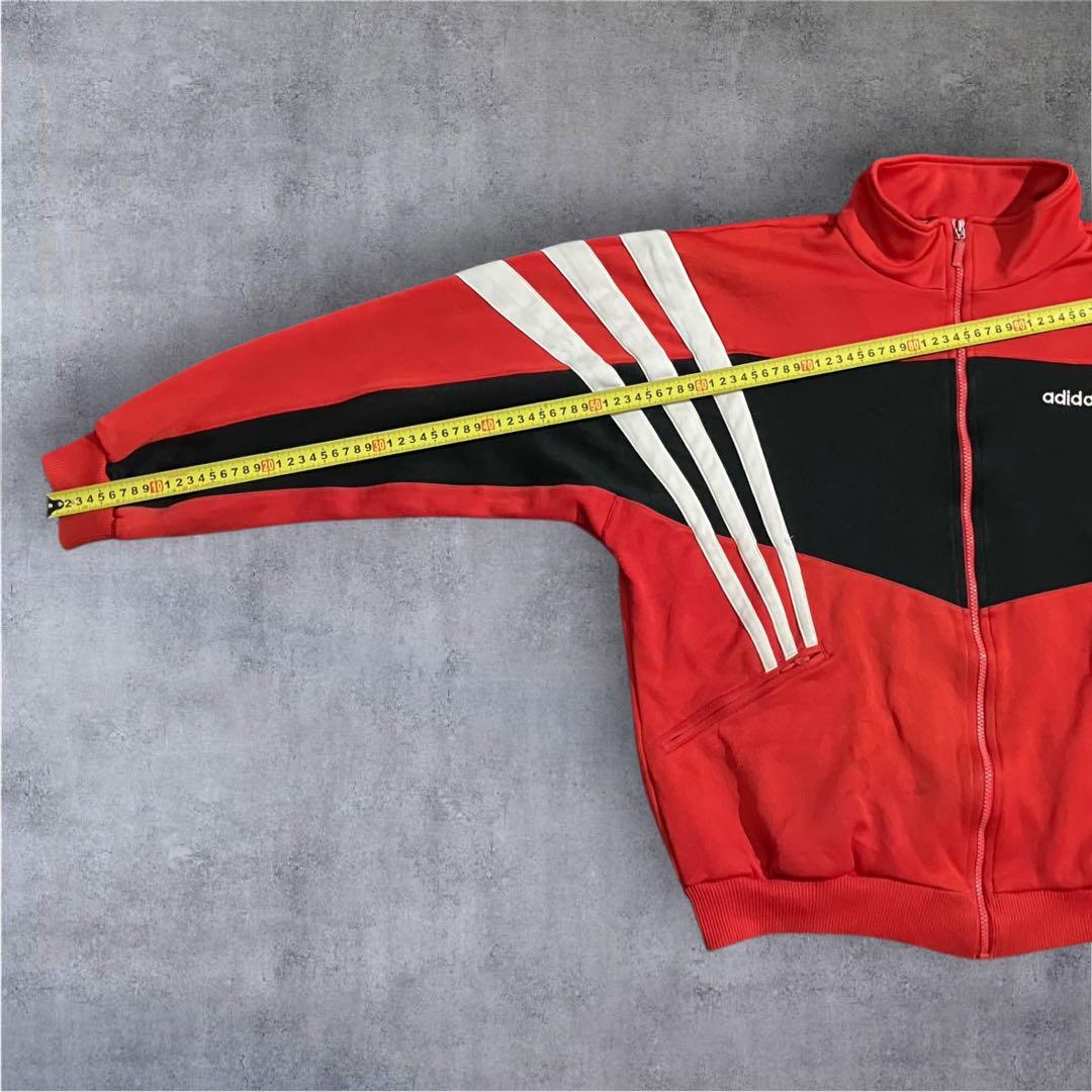 adidas 90s トラックジャケット L相当 赤黒 ワイドシルエット**