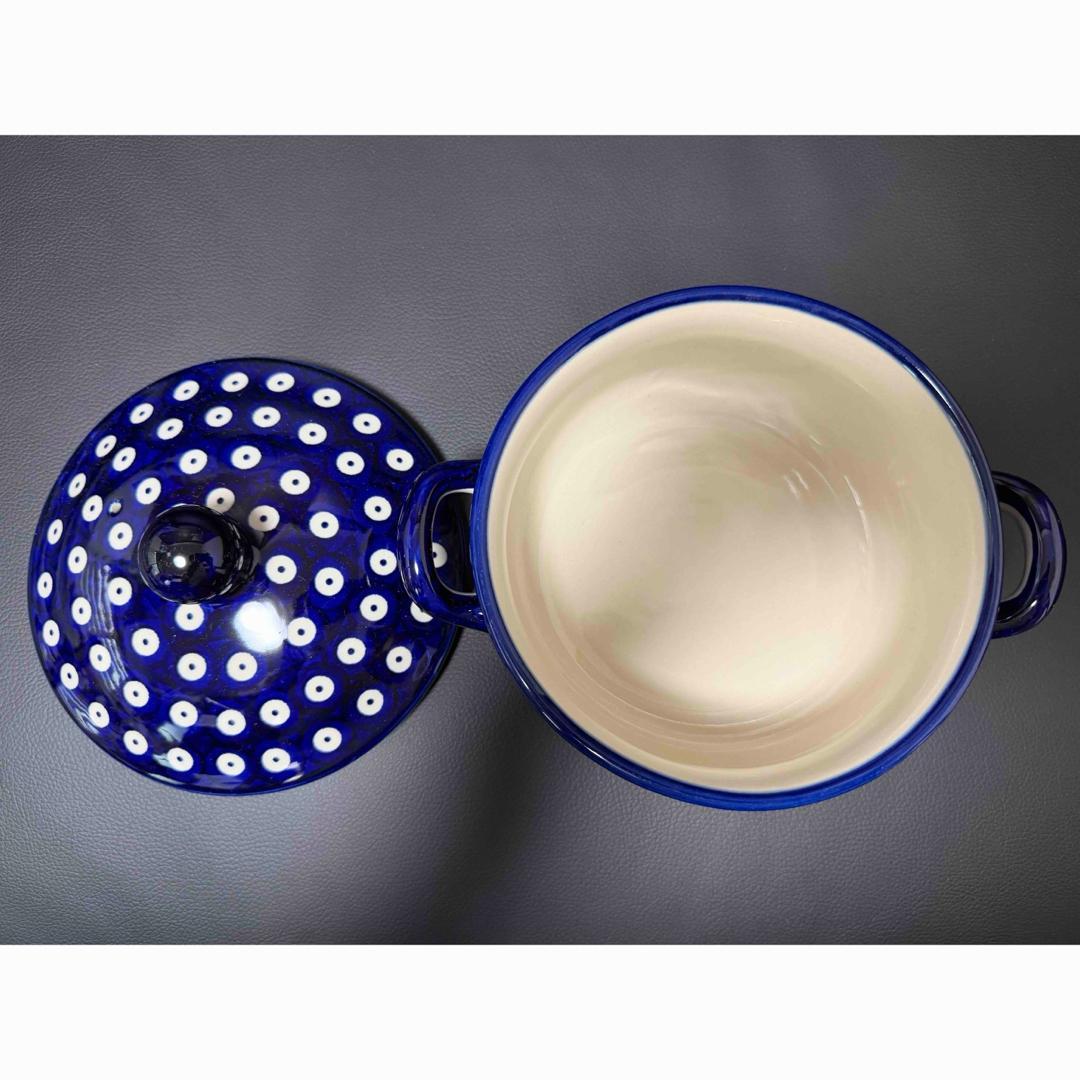 ポーランド食器 スープボウルハンドル 蓋つき15cm ポーリッシュポタリー
