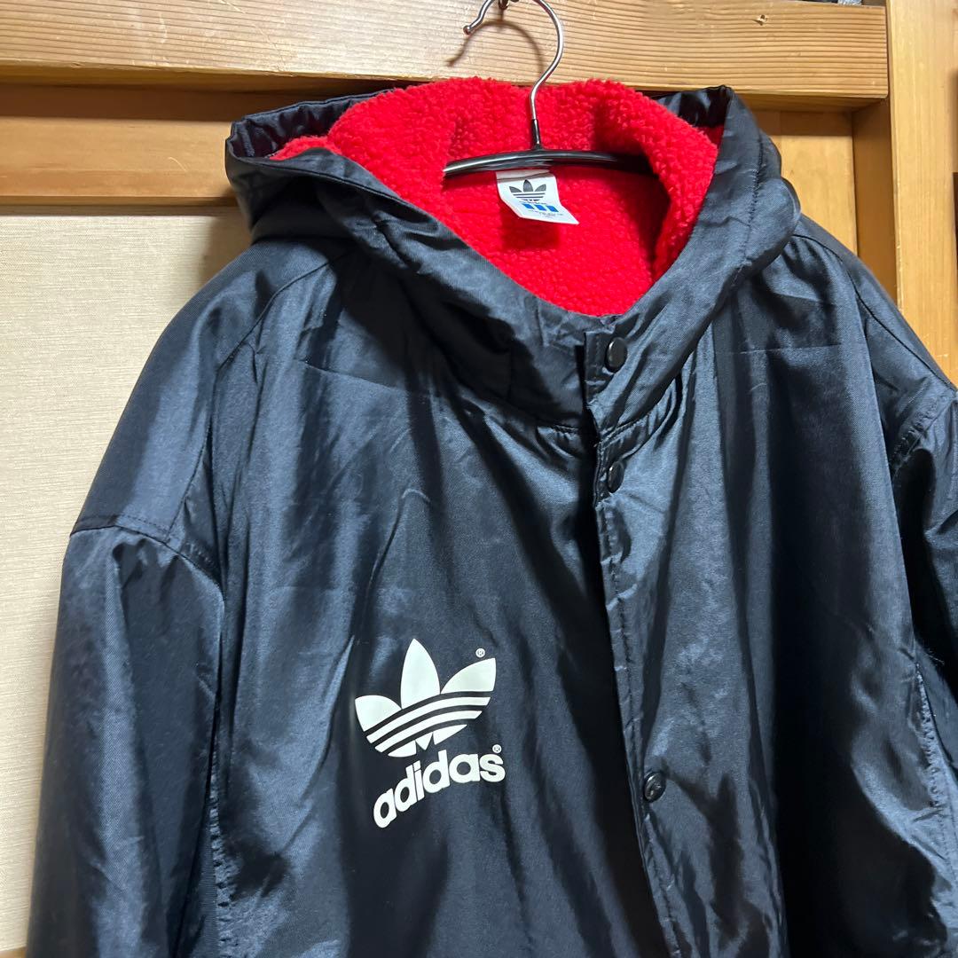 ヴィンテージ 古着 adidas アディダス ベンチコート デサント製　黒　L