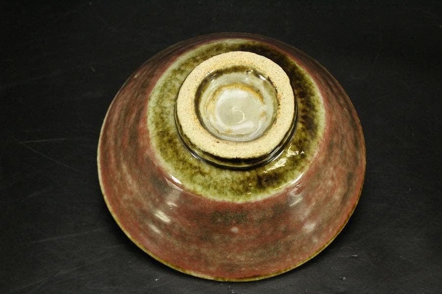 茶道具 河井武一 辰砂茶碗 共箱 真作保証(叔父 河井寛次郎)(ZE937)