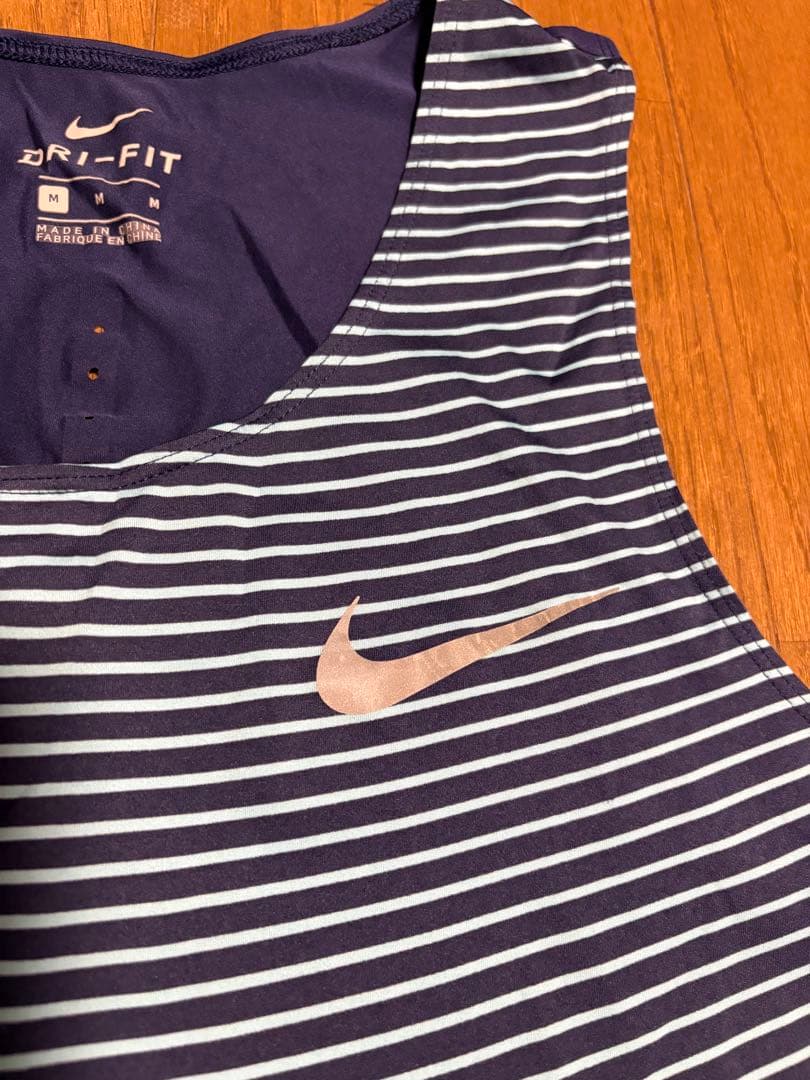 Nike Dri-FIT ストライプ ノースリーブ M シングレット　ランシャツ