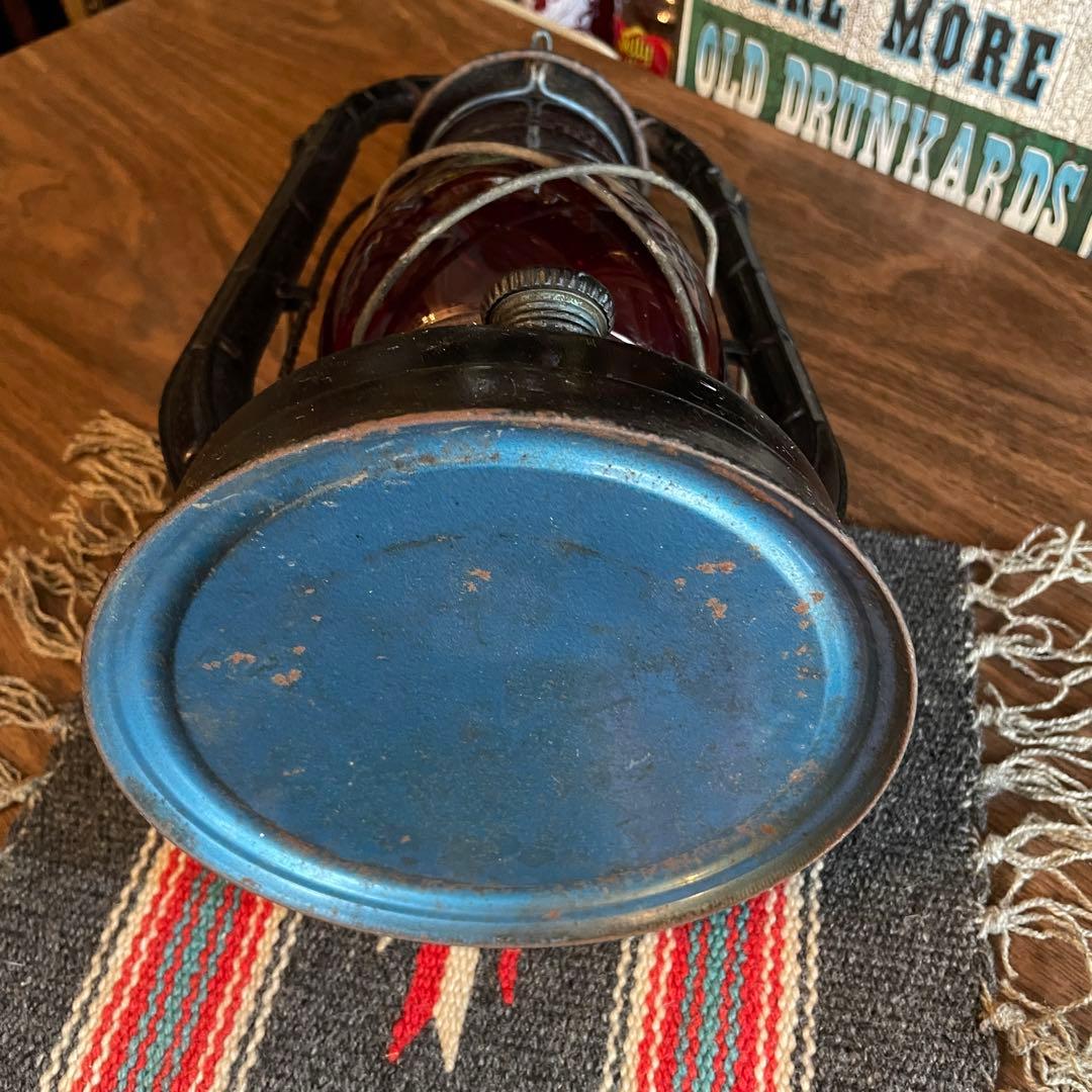 レア！1900〜20s 黒デイツDIETZ 赤ガラスランタン　USAアンティーク