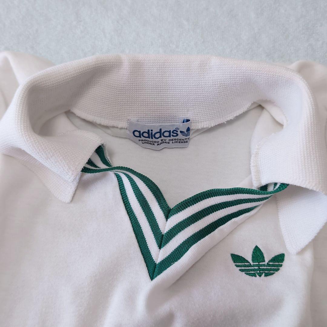 レア adidas 80sデサント製 ヴィンテージテニスポロ ホワイト×グリーン
