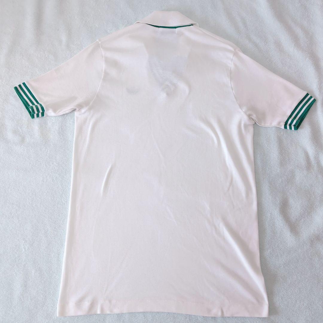 レア adidas 80sデサント製 ヴィンテージテニスポロ ホワイト×グリーン