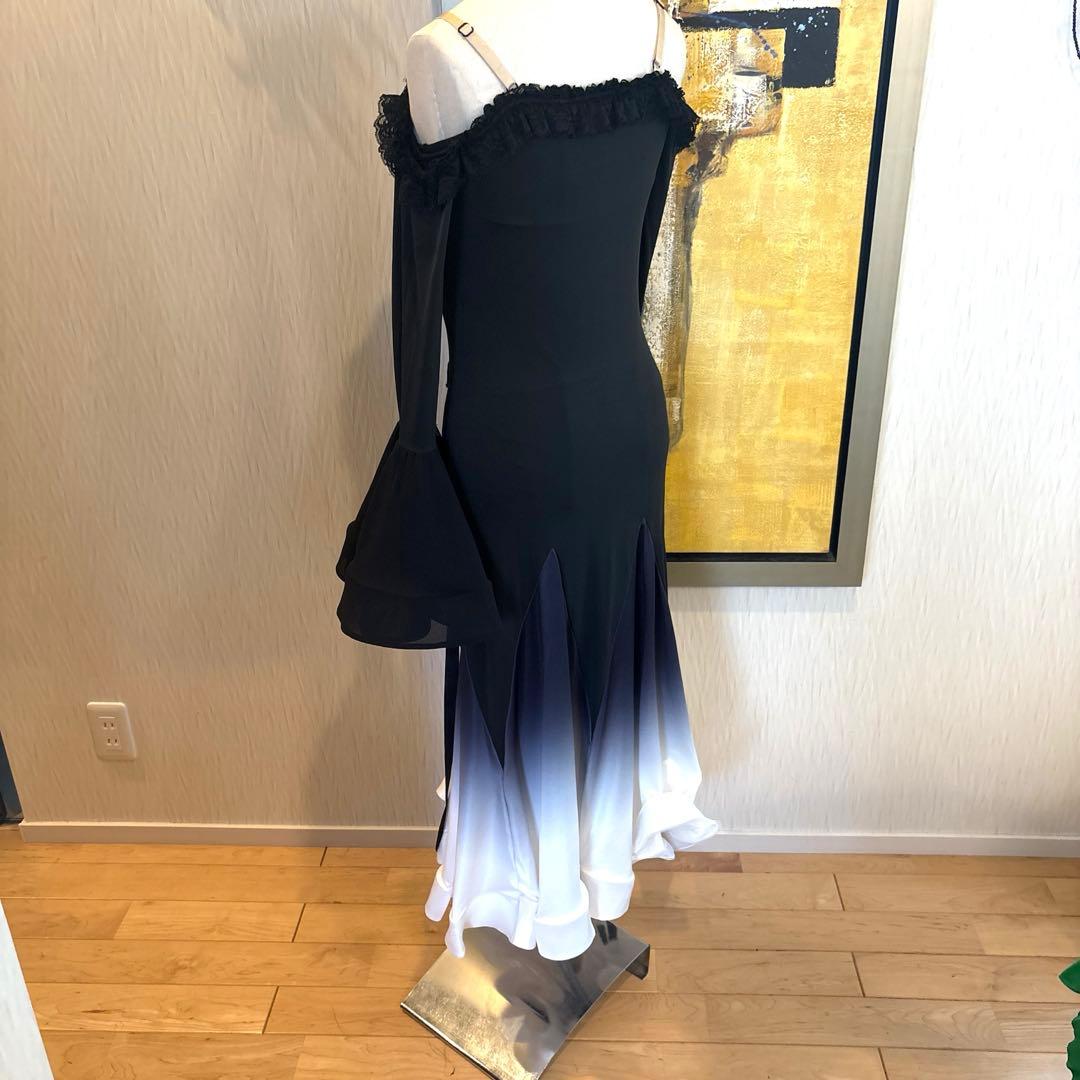 社交ダンスドレス ブラック・ホワイトグラデーションドレス　美品
